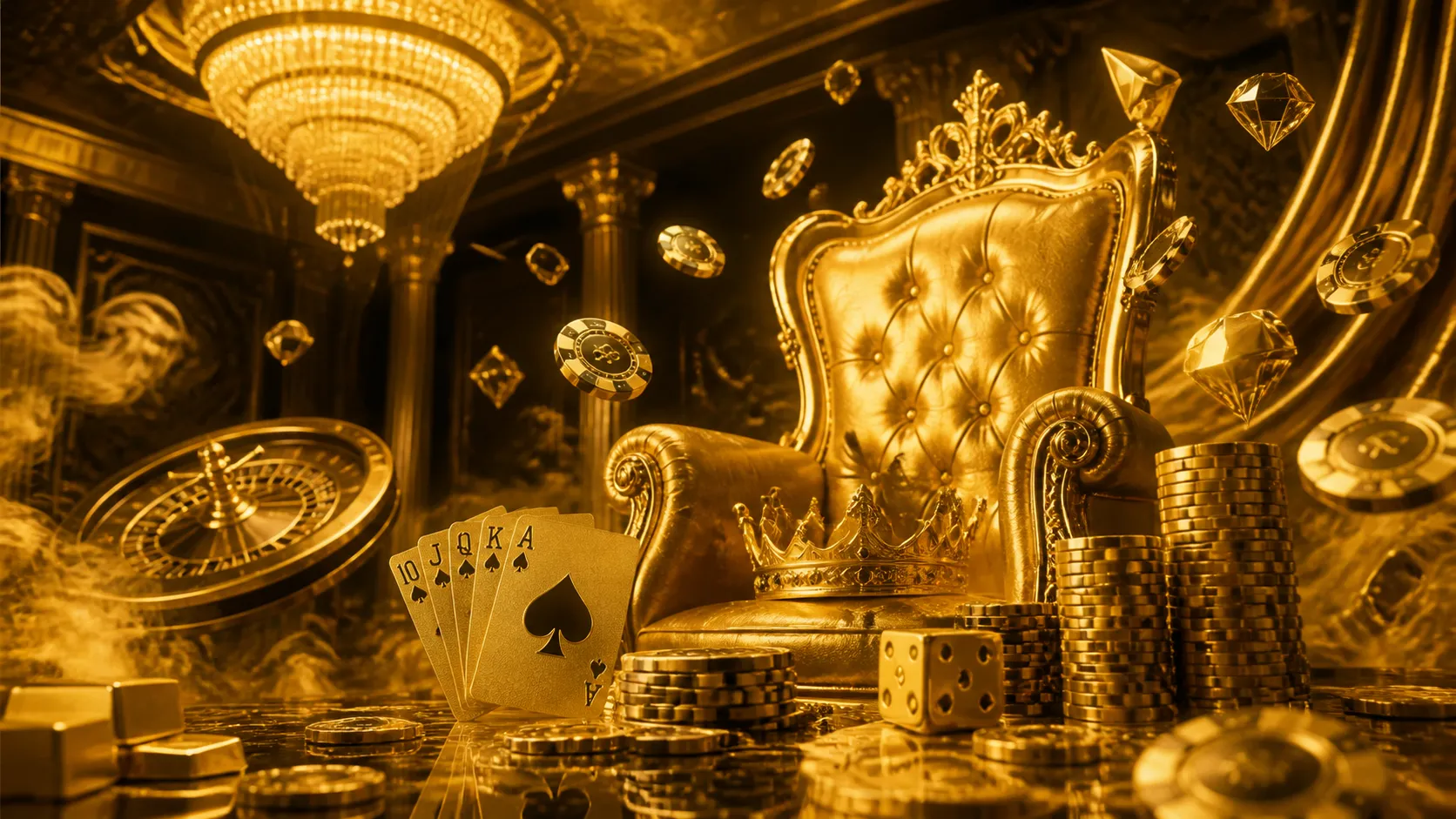 Glossy 3D casino-themed hero banner for Casinobossy with poker chips and cards floating in a luxurious isometric setting.