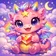 A colorful, vibrant fantasy creature avatar with expressive eyes and abstract patterns, ideal for a friendly profile picture.